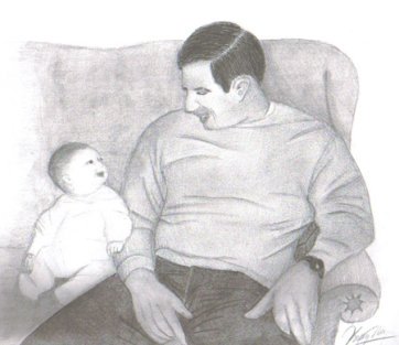 Pencil Sketches - father and baby.