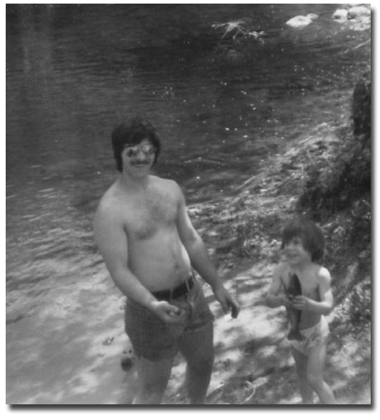 That's me, Jason on the right, and my father and mentor on the left. I'm pretty excited holding my first trout in 1977.
